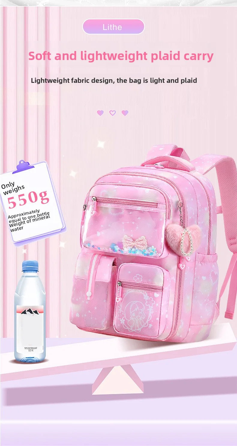 Mochila Escolar 2026 con Colgante de Amor, Juego de 3 Piezas, Decoración de Mariposas, Mochilas Escolares para Niñas, Estilo Princesa