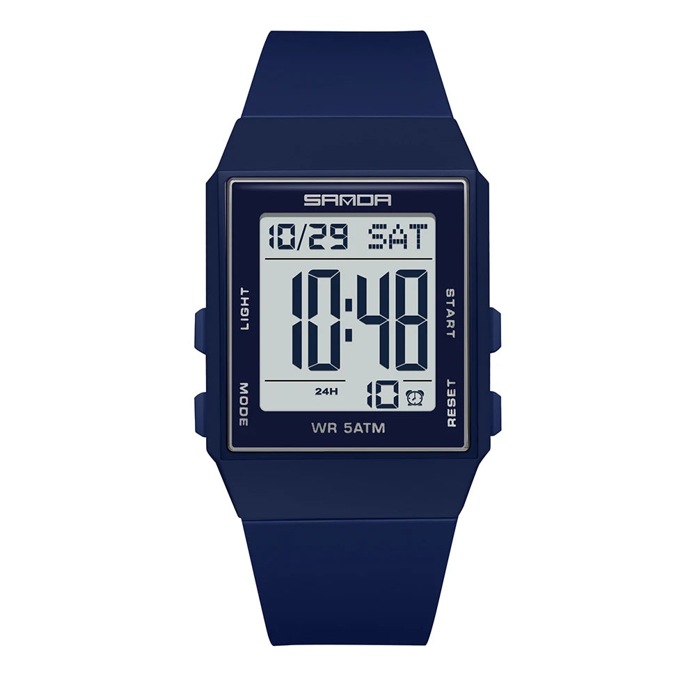 Relojes de Moda SANDA para Mujer, Reloj Deportivo con Correa de Silicona, Resistente al Agua 3ATM, Pantalla LED Digital, Regalo para Mujer