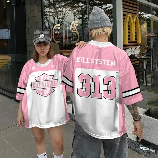Camiseta de manga corta para hombre, nueva camiseta a la moda, top de manga corta, ropa informal holgada de talla grande con cuello redondo de hip hop para verano