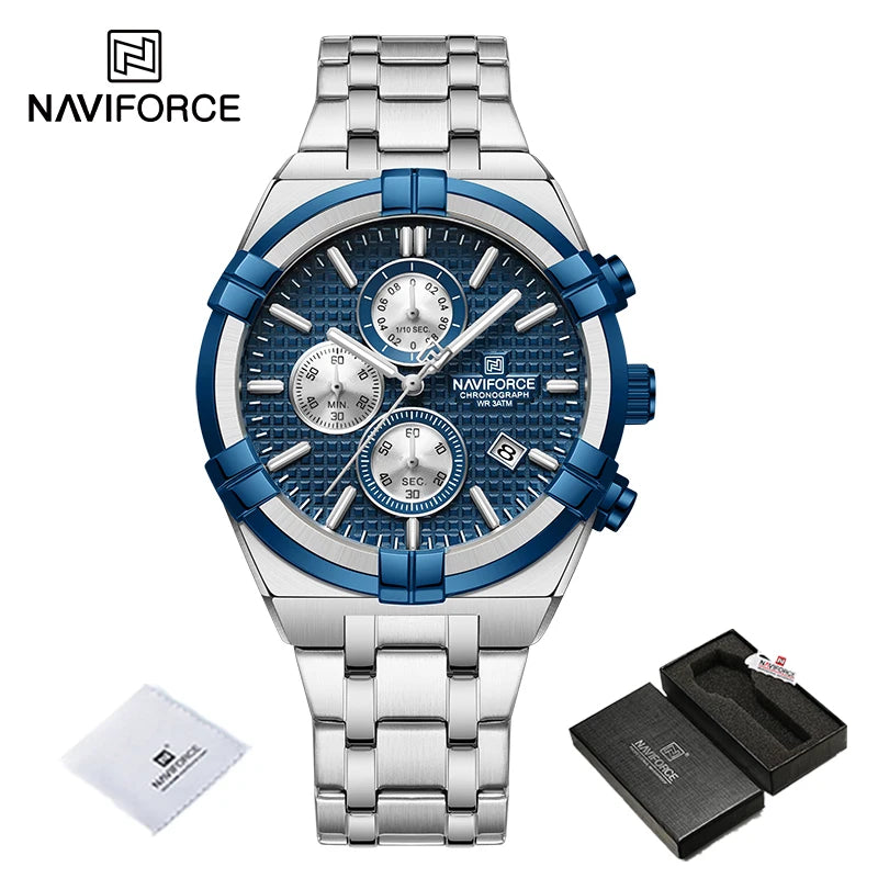 NAVIFORCE relojes originales para hombre, cronógrafo deportivo de cuarzo a la moda, reloj de pulsera para hombre Simple salvaje resistente al agua con pantalla