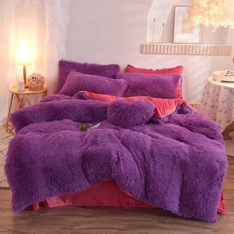 Juego de funda nórdica de felpa de lujo de 3/4 piezas: ropa de cama acogedora y suave, perfecta para el confort del dormitorio, ideal para habitaciones de invitados y dormitorio Aesth