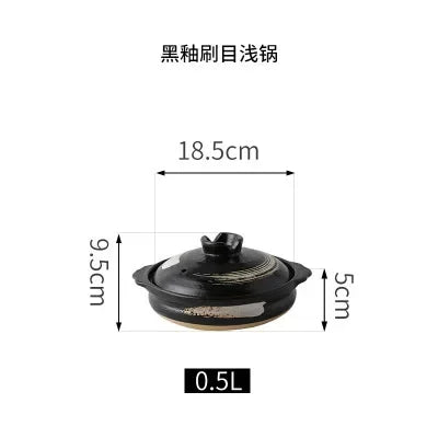 Cazuela de cerámica de estilo japonés, olla pequeña negra, cacerola de arcilla, utensilios de cocina para el hogar, suministros de cocina, olla para sopa, 1 Uds.