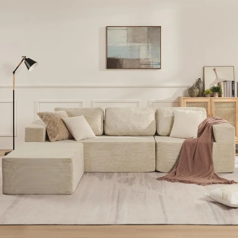 Sofá seccional reversible Cloud de 106" - Asiento profundo, modular en forma de L, tapizado en espuma, sin montaje, salón/dormitorio