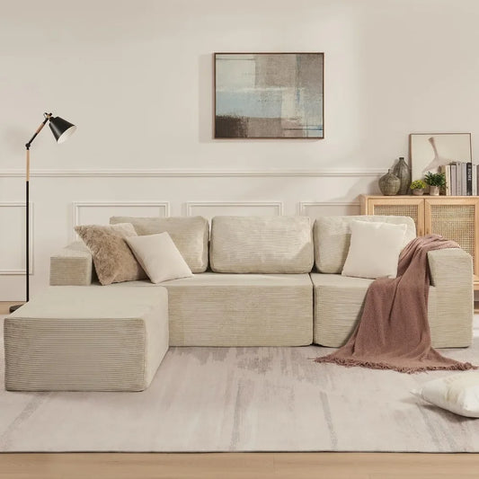 Sofá seccional reversible Cloud de 106" - Asiento profundo, modular en forma de L, tapizado en espuma, sin montaje, salón/dormitorio