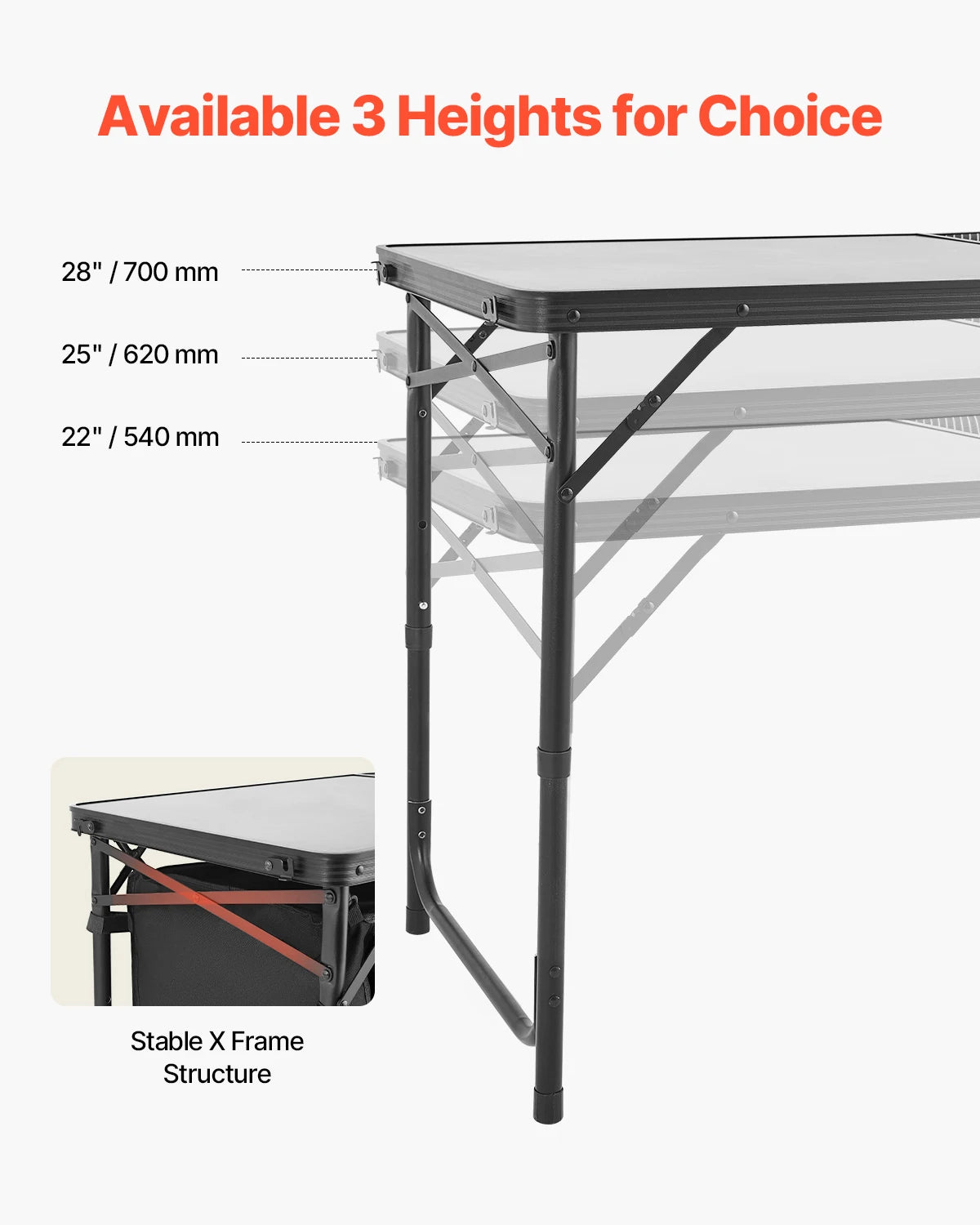 SucceBuy Mesa de cocina para acampar, mesa de cocina al aire libre, estación de cocina portátil ligera de aluminio para barbacoa, fiesta, Picnic, RV, viajes