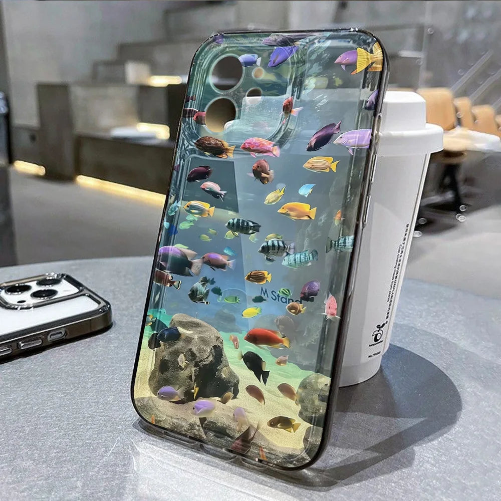 Funda de teléfono bonita con forma de Animal del océano para iPhone 11, Funda protectora transparente para iPhone 15, 13, 14, 12, 16 Pro Max 8, 7 Plus, XR, XS, X SE