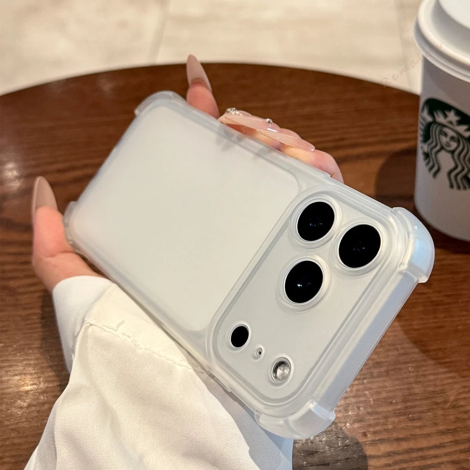 Bonita funda de teléfono transparente mate para iPhone 17 Air 16E 14 15 16 11 12 13 Pro Max Plus X XS MAX XR, funda protectora a prueba de golpes