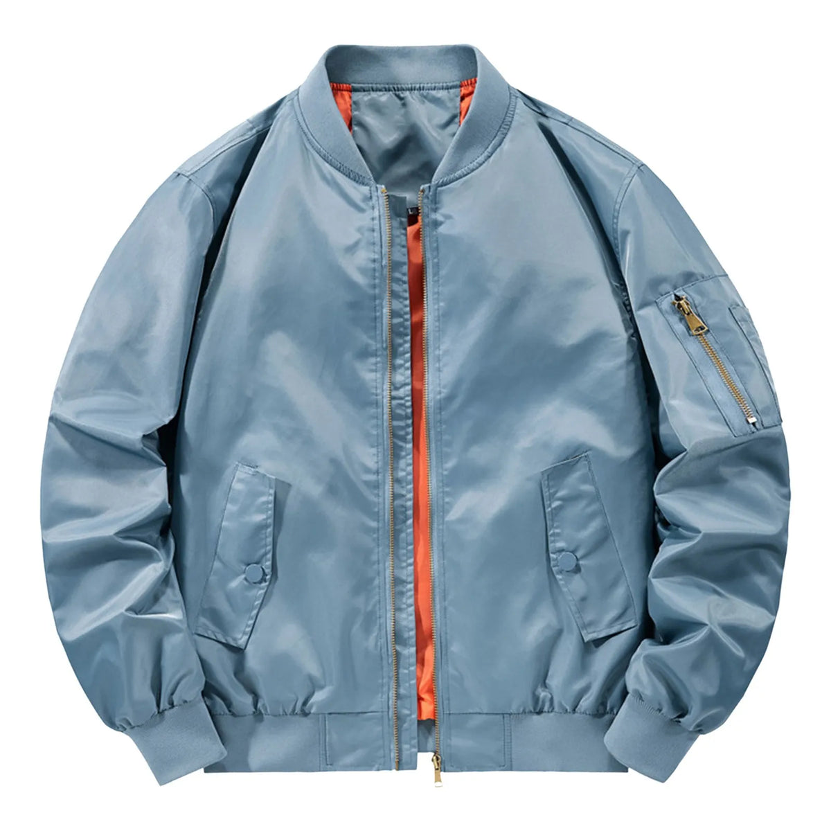 Chaqueta Bomber de ocio con cuello levantado para hombre, chaqueta de béisbol ligera con cremallera de manga larga Vintage para primavera y otoño