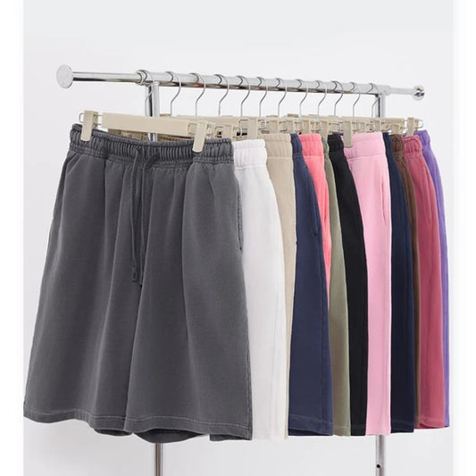 Pantalones cortos de chándal de algodón 100% — Cintura alta, sueltos y unisex, 12 colores