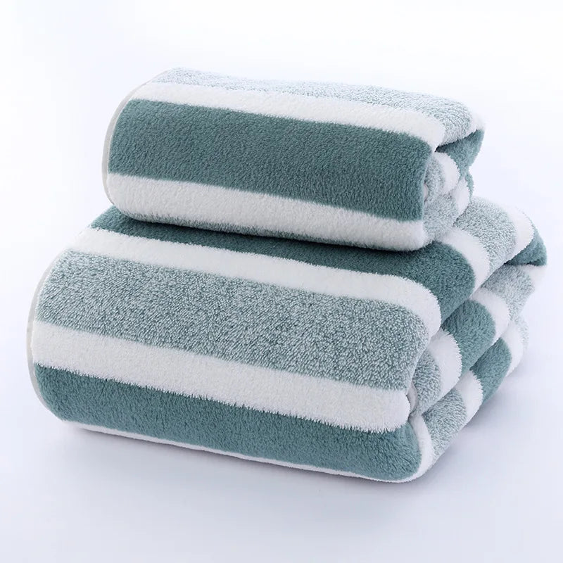 Juego de toallas a rayas de secado rápido para experiencia de baño suave y absorbente Toalla de baño o toalla de mano