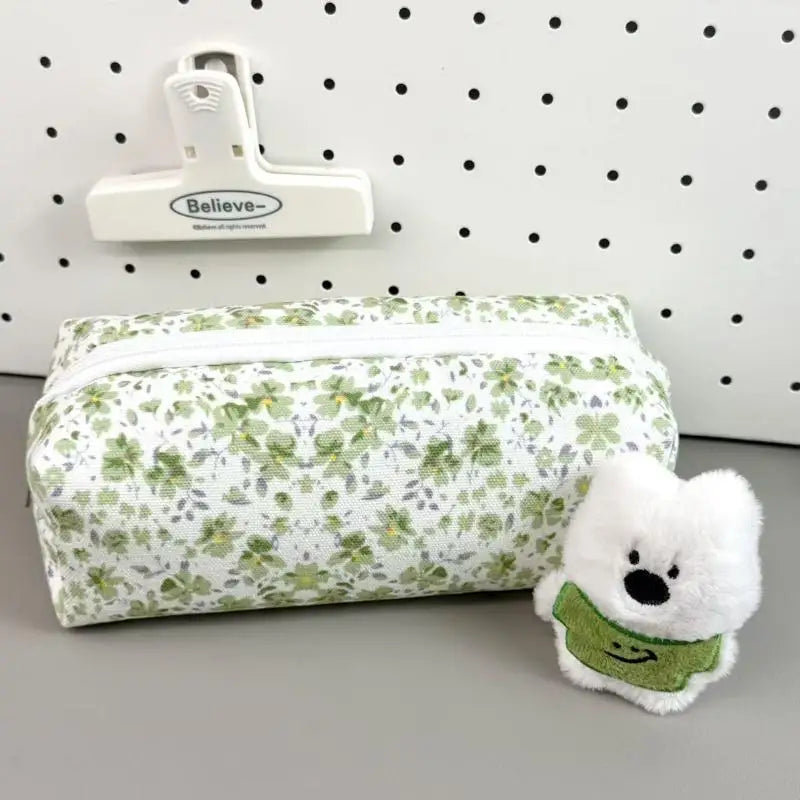 Bolsa de lona con cremallera para lápices, diseño de animales y flores, para la escuela, oficina y uso diario, suministros de papelería para estudiantes