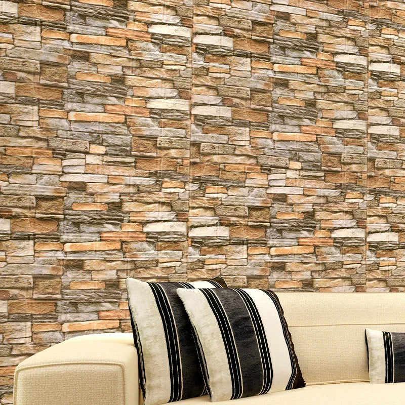 Papel tapiz autoadhesivo de 70cm x 10m, decoración de papel tapiz de ladrillo de espuma antigua, pegatina de pared 3D impermeable para sala de estar y dormitorio
