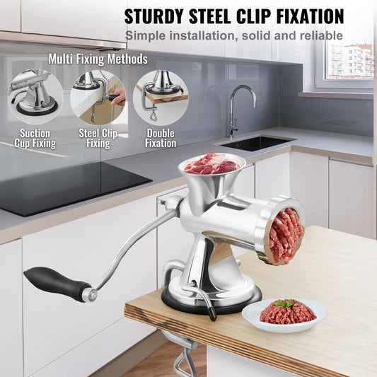 SucceBuy-picadora de carne Manual de acero inoxidable 304, picadora de carne Manual con ventosa y abrazadera de mesa de acero, picadora de carne, fabricante de salchichas