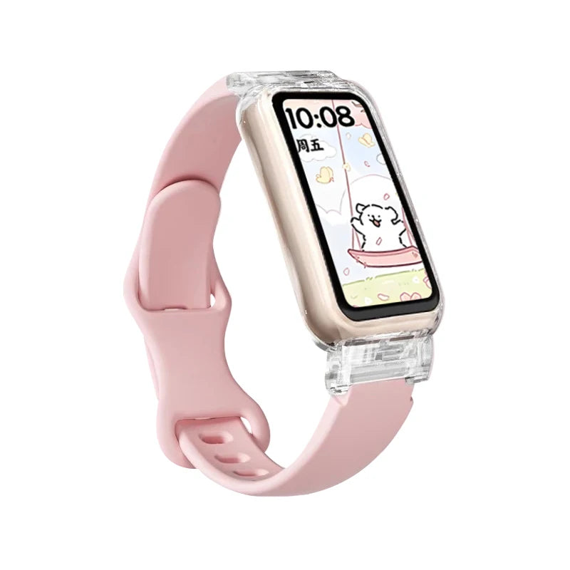 Funda transparente + correa para Huawei Band 10/9/8, accesorios, pulsera deportiva de silicona, correa para Huawei Band 10 9 NFC/8 NFC
