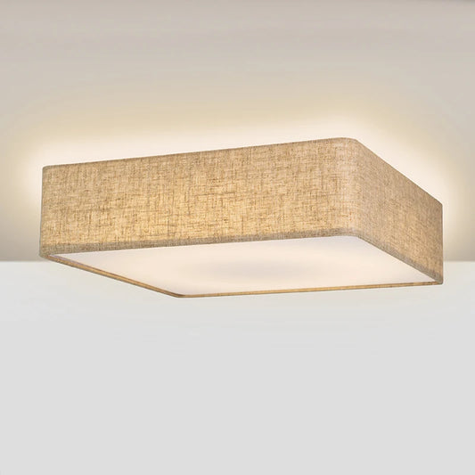 Lámpara de techo LED nórdica para sala de estar, candelabro de lino para dormitorio, cocina, pasillo moderno Simple, decoración de Loft, lámpara redonda