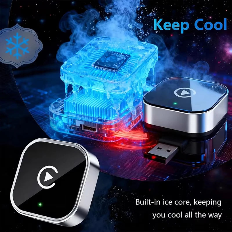 Adaptador Inalámbrico CarPlay 2 en 1, Plug-and-Play para iPhone 6 y Android 11 o superiores, Adaptador para Auto con Puerto USB/USB-C, Accesorio para Auto