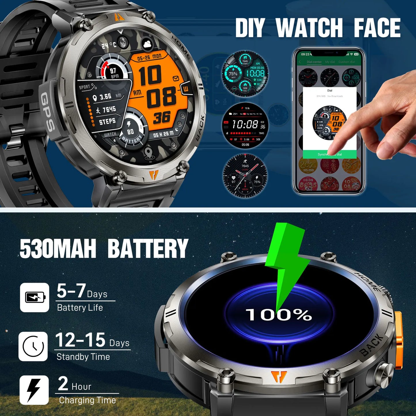 EIGIIS KE3 2025 nuevo reloj inteligente con llamada Bluetooth para hombres pantalla completamente táctil con Monitor de salud linterna de ritmo cardíaco reloj inteligente