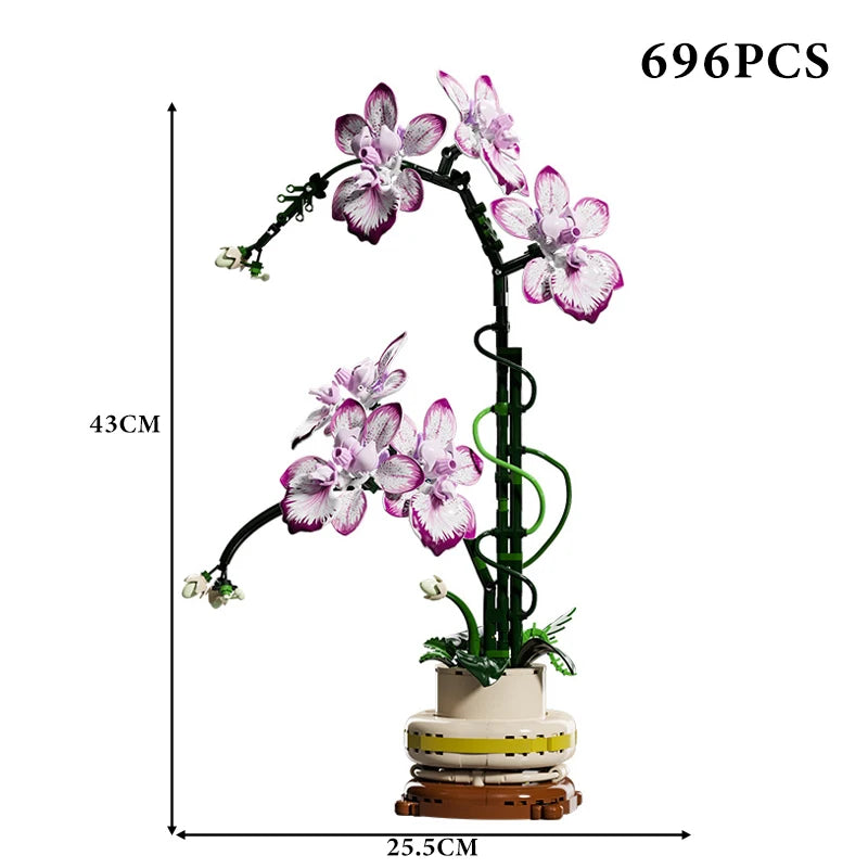 Orquídea creativa Cymbidium flores eternas planta en maceta bloques de construcción simulación Phalaenopsis DIY ladrillos juguetes regalo de San Valentín