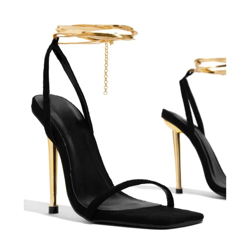 Zapatos De tacón alto De verano para Mujer, Sandalias De tacón con punta cuadrada, Sandalias De tacón para Mujer, vestido Sexy para fiesta, Sandalias De tacón fino, Zapatos De Mujer