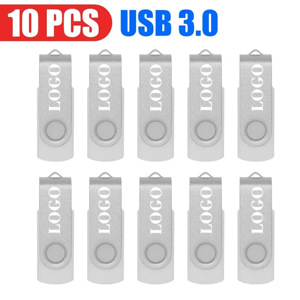10/20/50 unids/lote unidad Flash USB 3,0 nueva unidad de bolígrafo giratoria 8GB16GB32GB64GB logotipo personalizado gratis memoria Stick regalo de negocios creativo