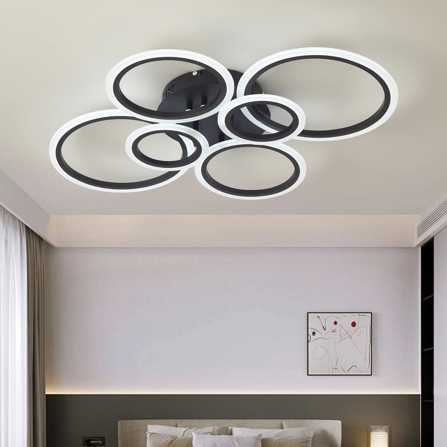 Lámpara de techo Led de bajo ruido, sala de estar, mesa de comedor, dormitorio, luces de cocina, lámparas de decoración del hogar en blanco y negro, accesorios