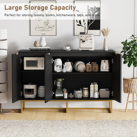 Aparador de puerta con diseño de espiga, mueble de almacenamiento para comedor, 47", personalizado
