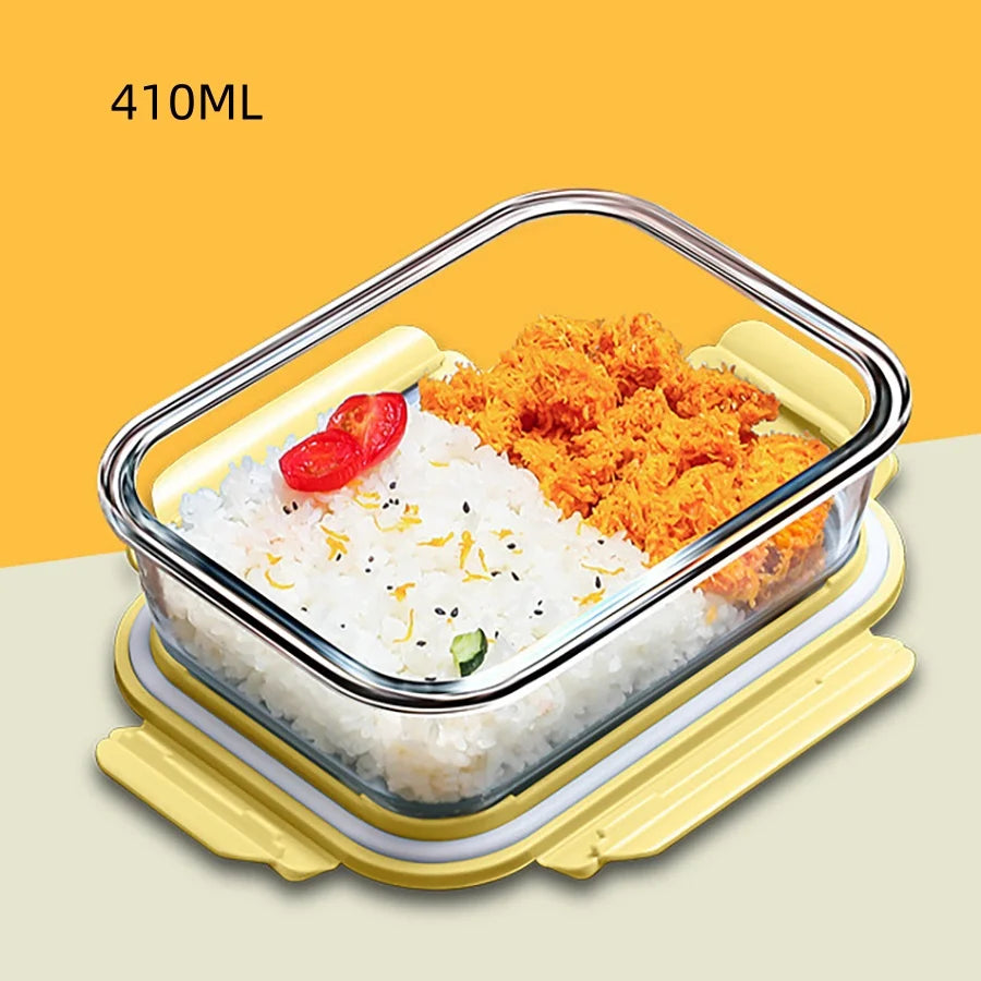 Fiambrera de vidrio, contenedores de almacenamiento de alimentos con tapas, contenedores de preparación de comidas, caja de mantenimiento fresco de vidrio, fiambreras herméticas, cajas Bento