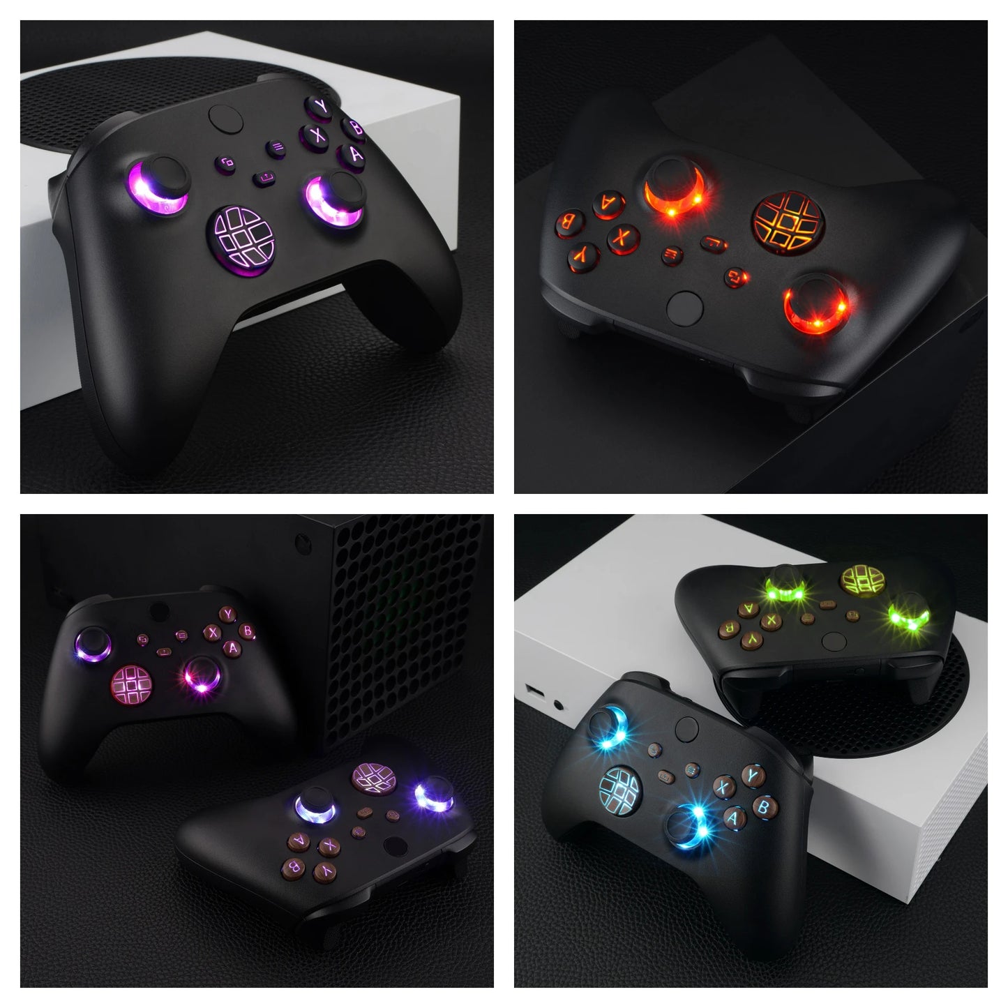eXtremeRate Kit LED DTF V2 luminoso multicolor para controlador Xbox Series X/S modelo 1914, botones de palanca de mando D-pad