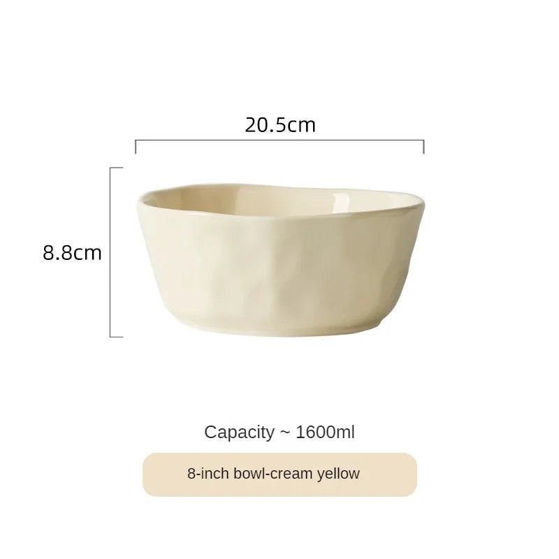 Juego de cuencos y platos de cerámica de estilo nórdico para uso doméstico, alta belleza, Simple, crema, vajilla de cerámica, nuevo