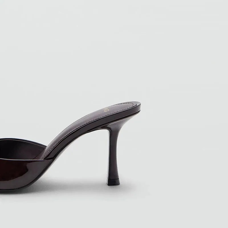 Sandalias de Tacón Alto para Mujer, Primavera-Verano 2026, Nuevas Sandalias Elegantes de Cuero Pintado, Sandalias de Tacón Alto para Uso en Exteriores