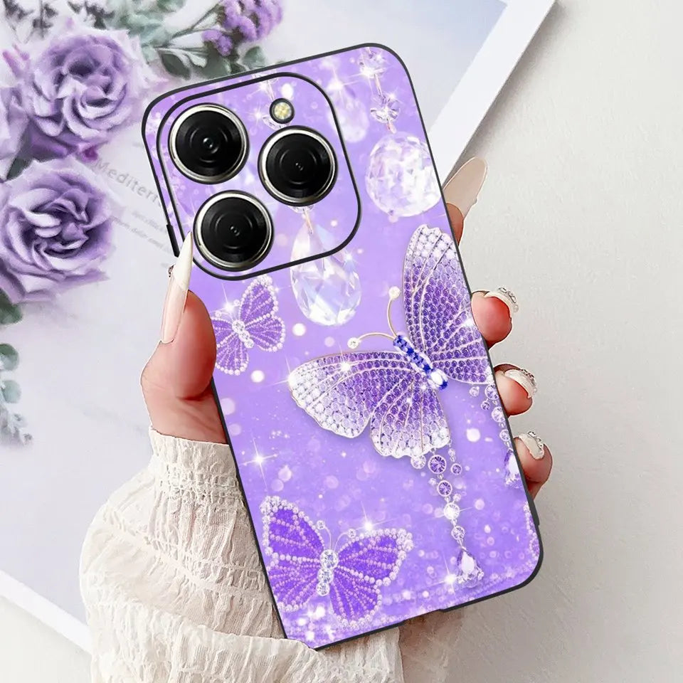Para Tecno Spark 20c 20 Pro Plus Spark20 Pro Funda de teléfono Funda trasera de goma suave Mujer moda patrón de dibujos animados Funda de parachoques