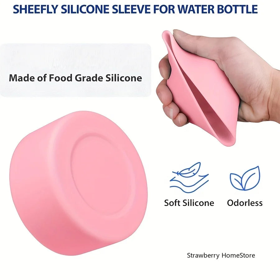 Juego de 3 Cubiertas de Silicona para Vasos con Diseño de Lazo y Cadena de Mariposa Rosa, Accesorios para Vasos de 30/40 oz ﻿