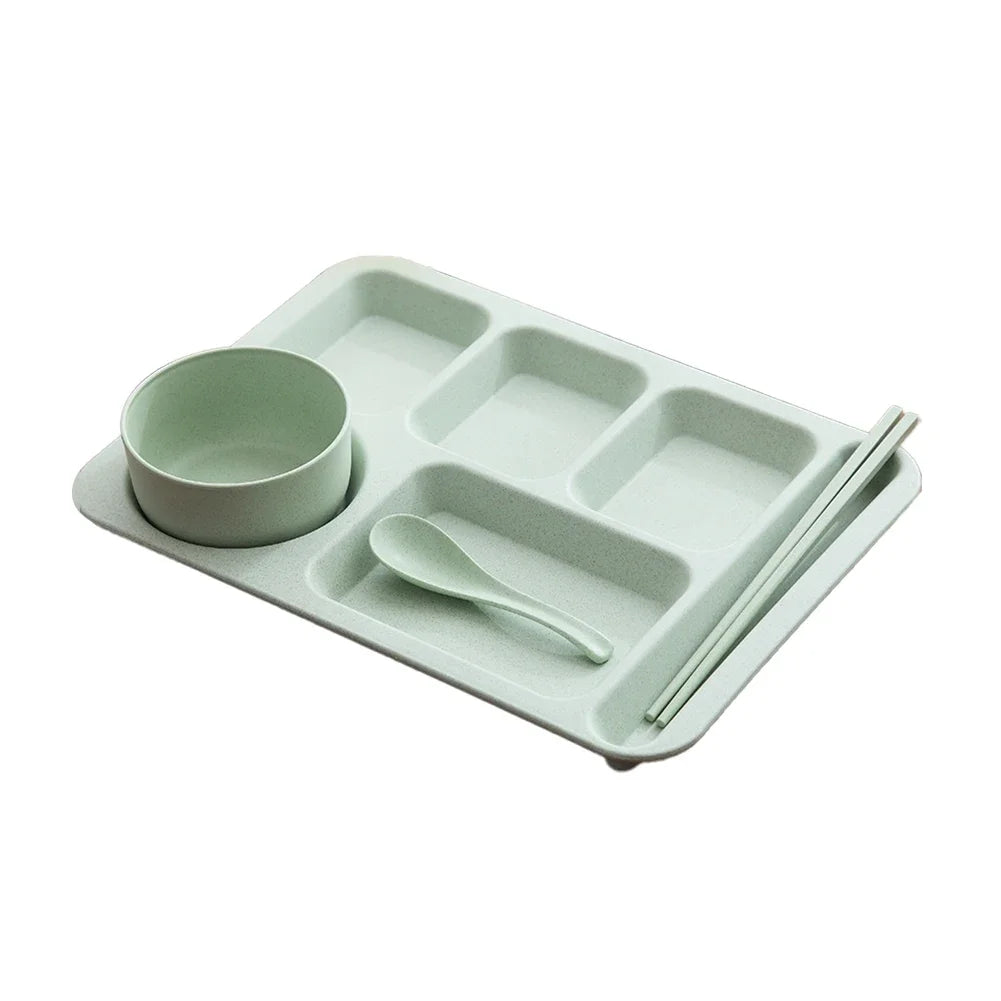 1 Juego de platos de comida para estudiantes, cuencos de comida rápida, platos de comida anticaída para el hogar, plato de separación, juego de tazas, juego de cena, assiette de servicio