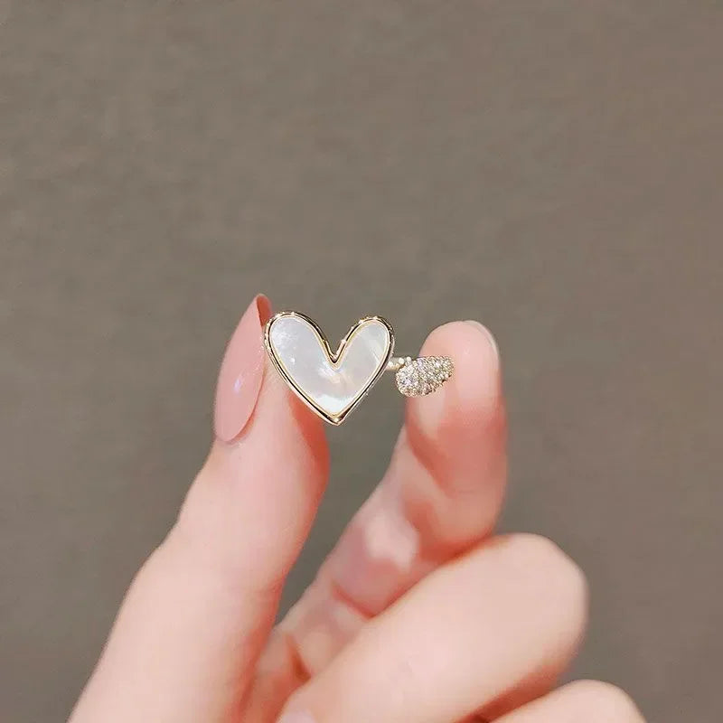 Exquisito anillo abierto de amor blanco de circón para mujer, accesorio diario personalizado a la moda, joyería de fiesta, regalo de cumpleaños