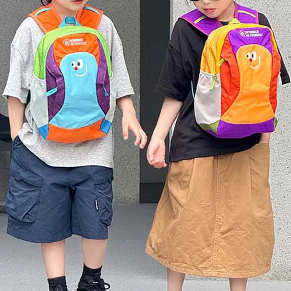 Mochila de tela Oxford para niños, mochila ergonómica con dibujos animados para guardería, mochila ligera y duradera con bloques de color para estudiantes