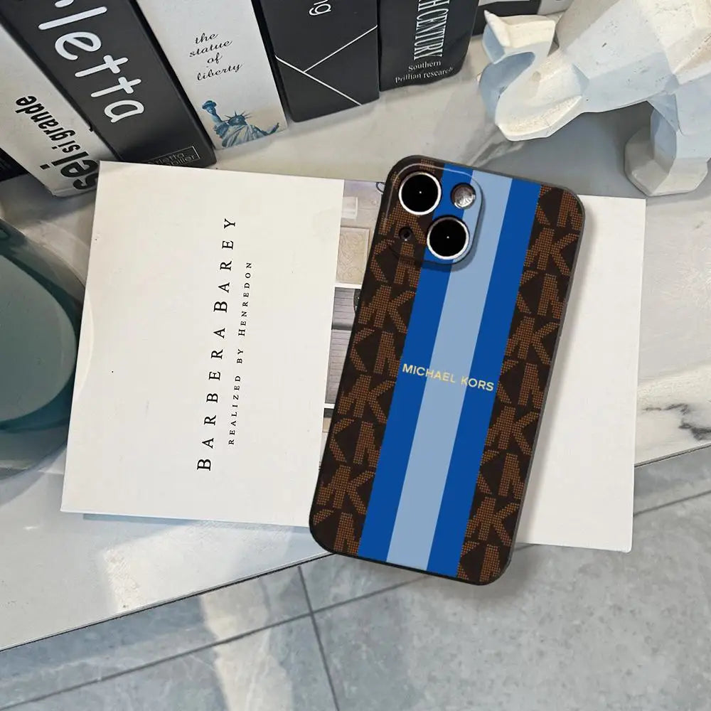 Funda HYBXAXC HD M-Michael Kors--M-K para iPhone 17 Air 16 15 14 Plus 13 12 11 Pro Max 16e, Antigolpes, Transparente, con Parte Trasera HD
