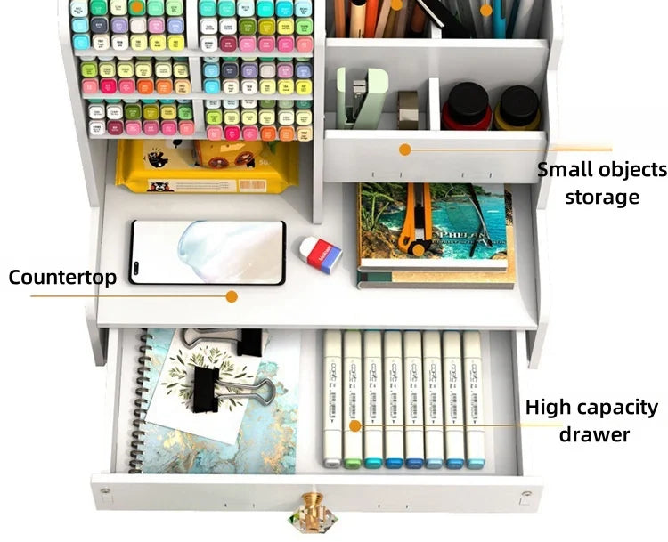 Soporte para bolígrafos de gran capacidad, ahorro de espacio, almacenamiento de suministros de oficina, caja de papelería, suministros escolares para estudiantes, almacenamiento para uso en dormitorio