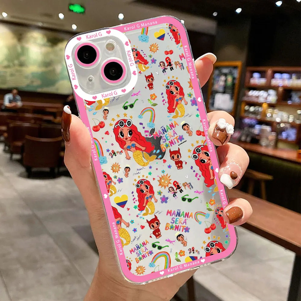 Karol G Manana Sera Bonito funda de teléfono para IPhone 16 15 14 13 12 11 Mini Pro Max X XR XSMax 7 8 Plus cubierta de TPU suave transparente