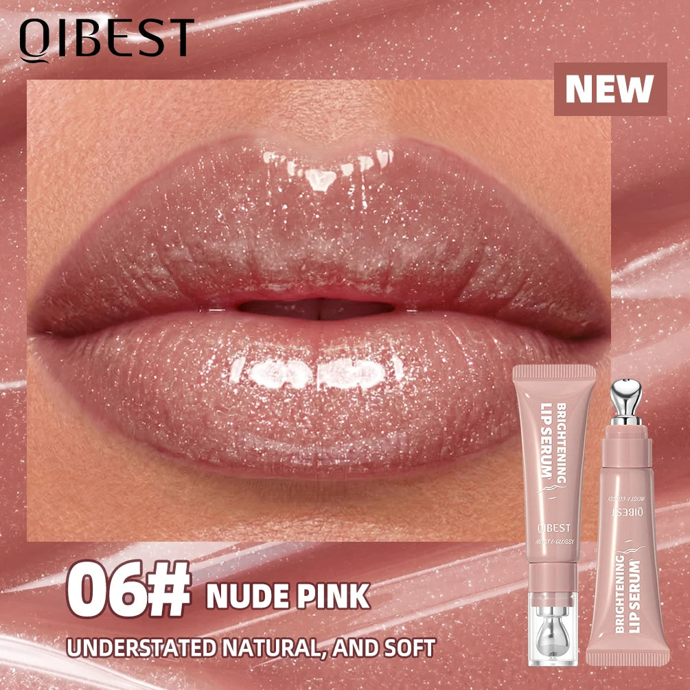 Brillo Labial QIBEST Efecto Espejo, Tinte de Larga Duración, Hidratante, Brillante, con Purpurina, Maquillaje Nutritivo