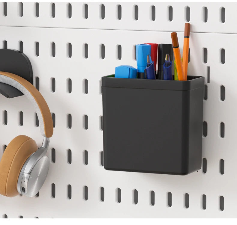 Kit organizador de pared combinado con tablero perforado DIY: paneles colgantes modulares, instalación sin perforaciones, ideal para exhibición de pared de habitaciones artesanales