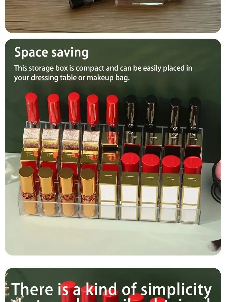 Organizador de Lápices Labiales Transparente para el Hogar, Caja de Almacenamiento de Plástico para Escritorio, Organizador de Cosméticos
