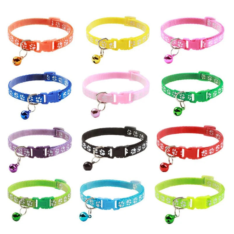Collar de Moda para Gatos, con Patrón Colorido y Campana, Ajustable, para Gatos y Gatitos, Collar con Anillo DIY, Accesorios para Mascotas