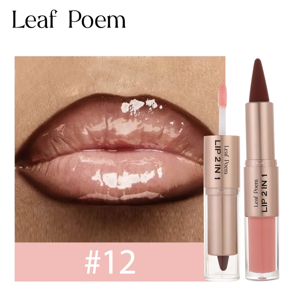 Maquillaje de Labios 2 en 1 Color Rosa Ciruela Oscuro, Delineador de Labios Mate, Brillo Labial Voluminizador con Efecto Espejo, Contorno de Labios Resistente al Agua, Maquillaje No Pegajoso