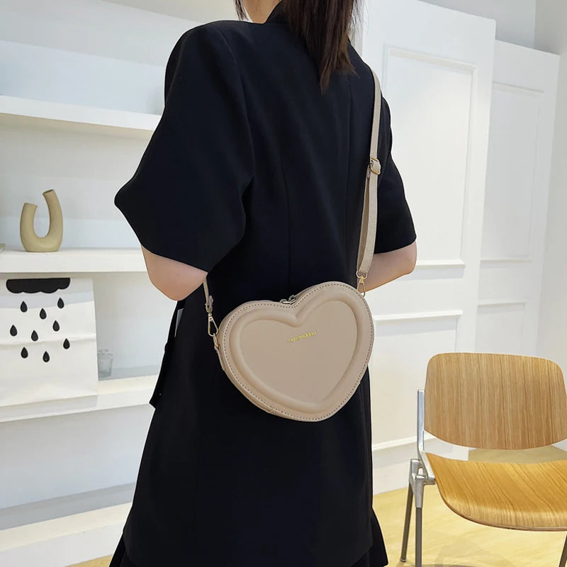 Gran oferta de bolsos cruzados con forma de corazón para mujer, bandoleras de piel sintética sólidas, bolsos de moda
