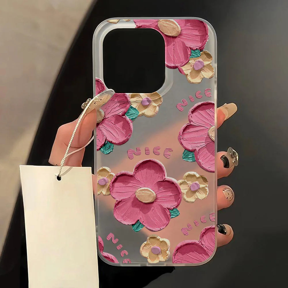 Fundas de teléfono de silicona suave mate para iPhone 15 funda iPhone 16 13 17 Pro Max 14 11 12 Pro 15 16 Plus funda transparente a prueba de golpes con flores