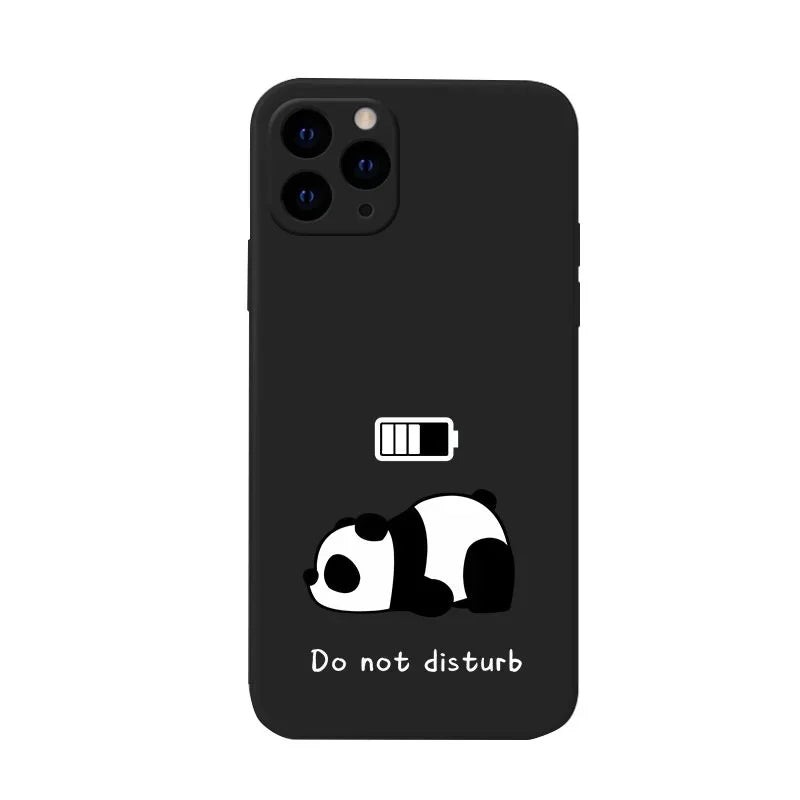 Funda de teléfono divertida con diseño de perro Panda para iPhone 17 14 15 12 11 13 16 Pro Max Mini 7 8 Plus SE, funda transparente de Animal bonito