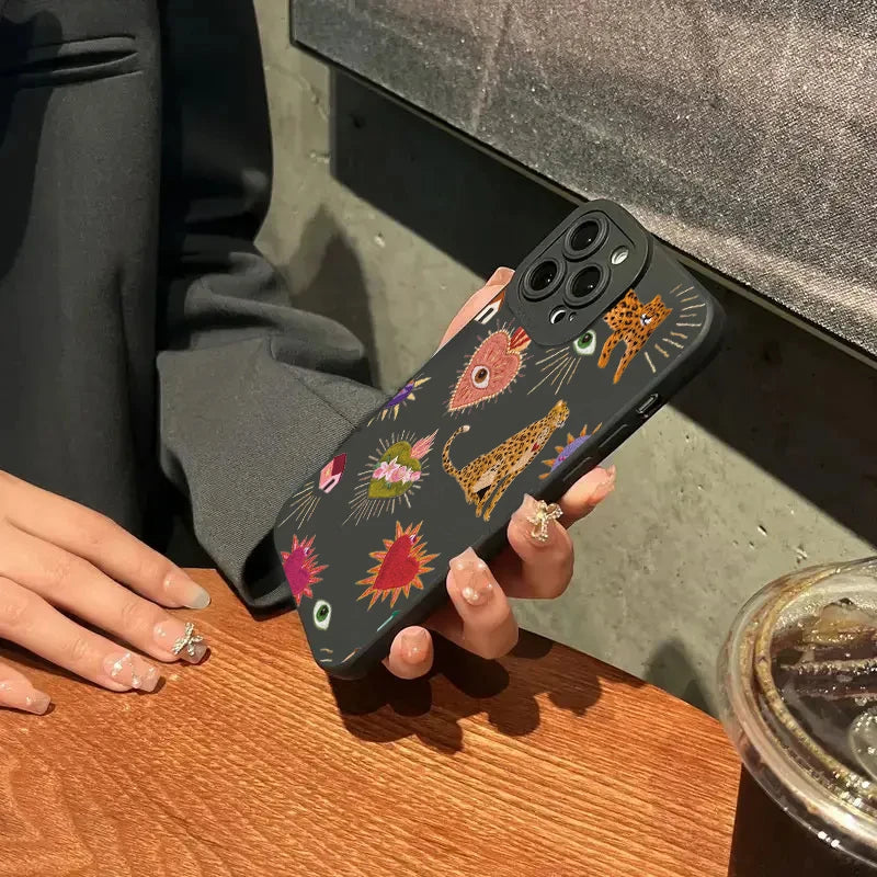 Funda de teléfono con ojos de leopardo florales para Xiaomi Mi 14T 13T 12T Pro 14 13 12 11 Lite 5G NE Poco F6 F5 X5 M6 X7 Pro funda suave de silicona
