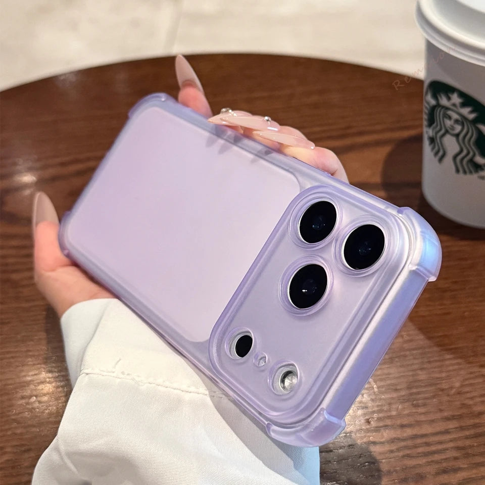 Bonita funda de teléfono transparente mate para iPhone 17 Air 16E 14 15 16 11 12 13 Pro Max Plus X XS MAX XR, funda protectora a prueba de golpes