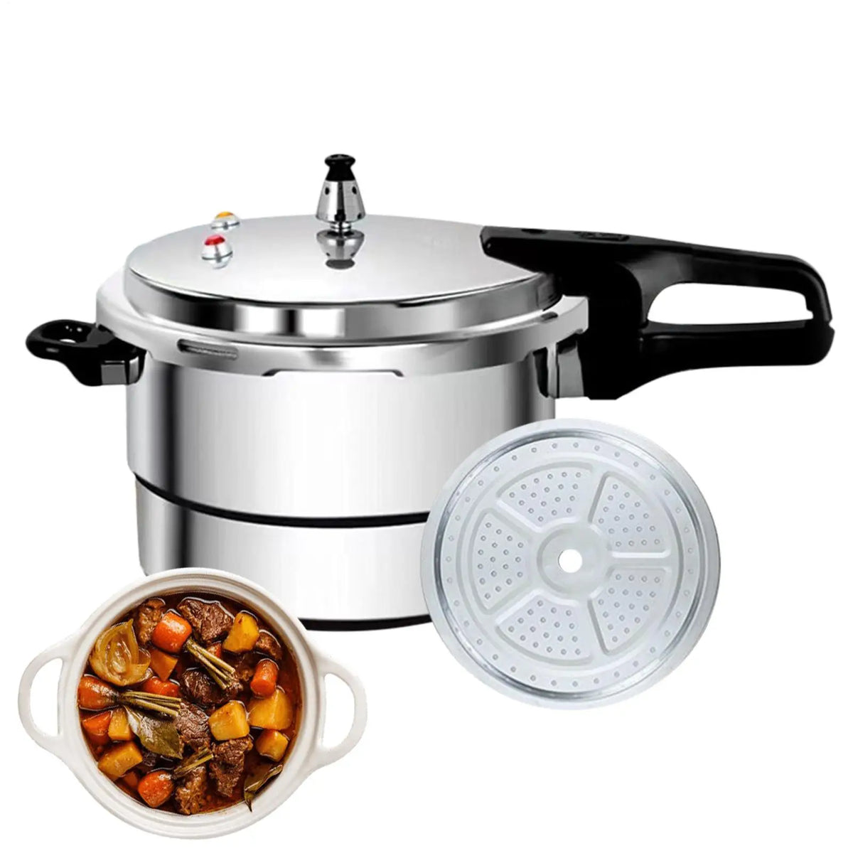 Olla a Presión de Acero Inoxidable de 7L con Rejilla para Cocinar al Vapor, Apta para Estufas Eléctricas y de Gas, Ahorra Energía, Utensilios de Cocina Seguros