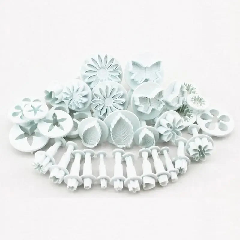 33 unids/set cortadores de émbolo cortador de Fondant pastel galleta molde DIY herramientas de decoración 3D suministros para hornear molde de galletas
